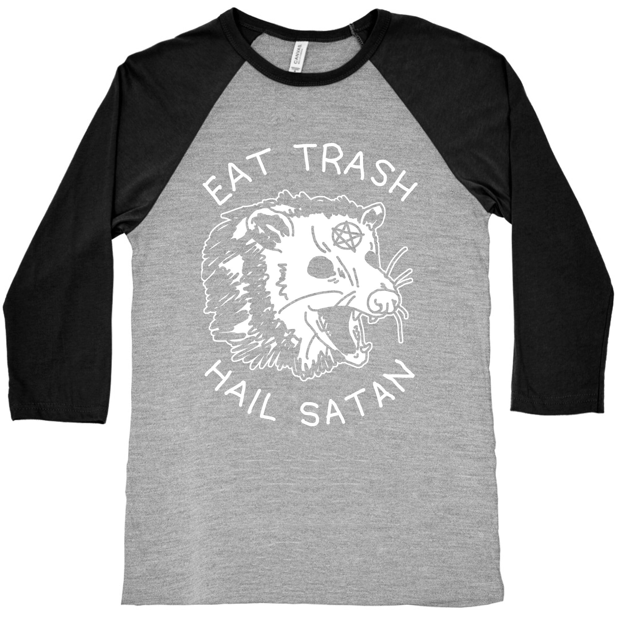 Eat Trash Hail Satan Possum Baseball Tee